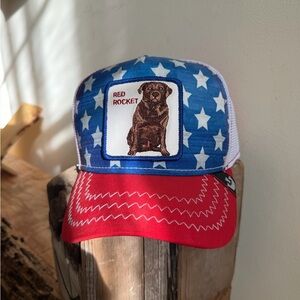 Goorin Bros “Red Rocket” Dog Trucker Hat - Blue, Red, White BNWT